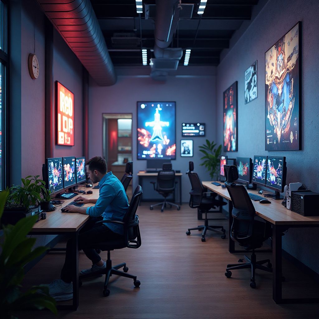 GameVault office space with modern gaming setup