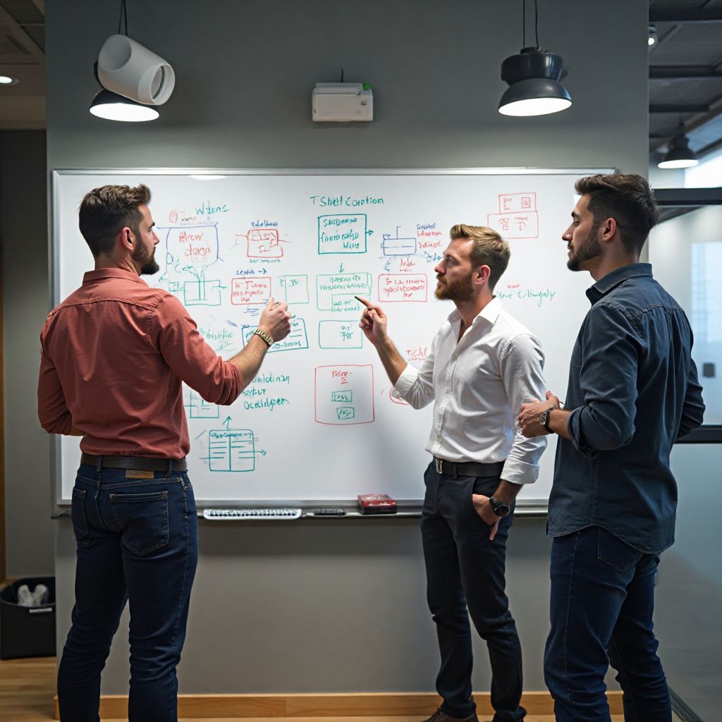 Development team brainstorming session