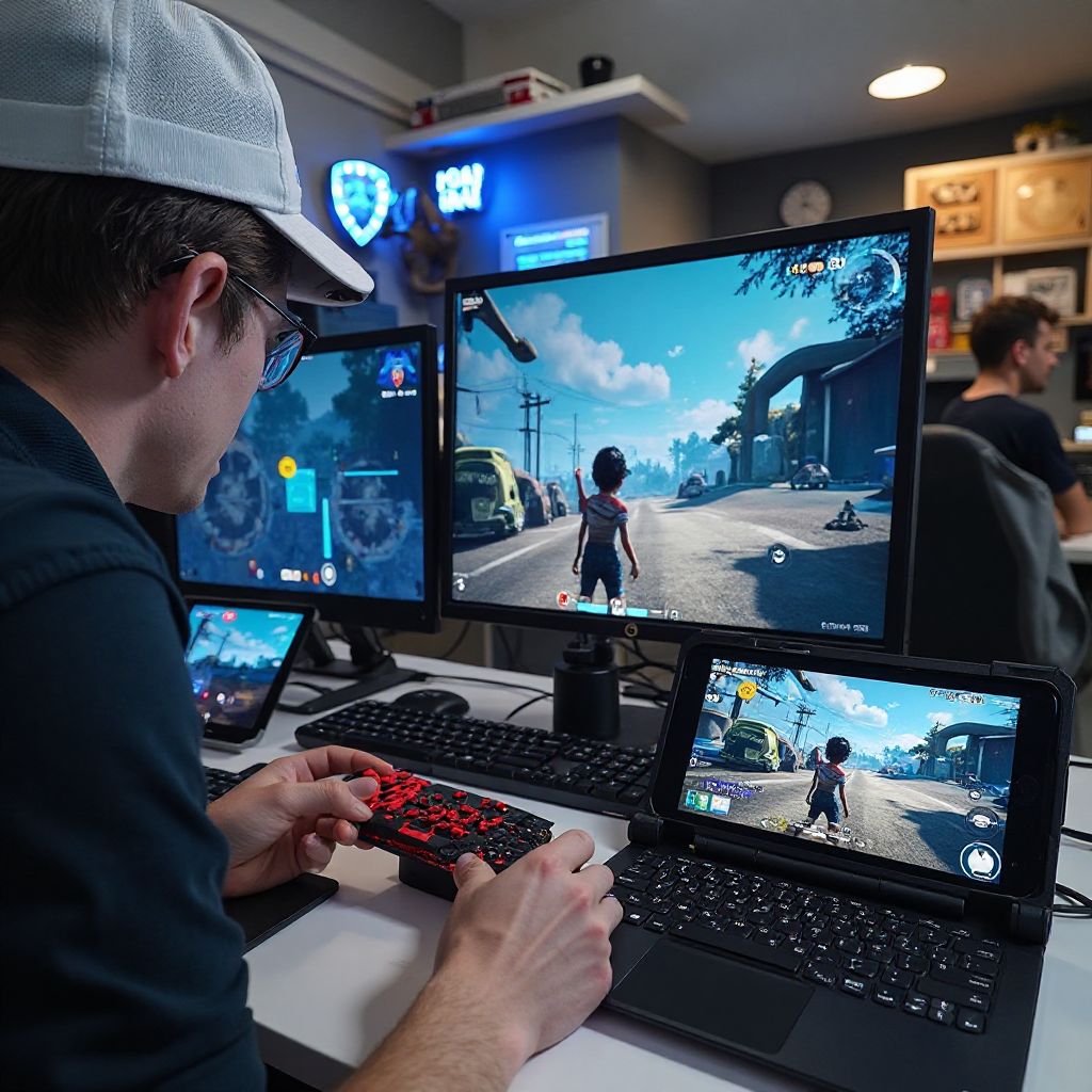 Game testing laboratory with multiple devices